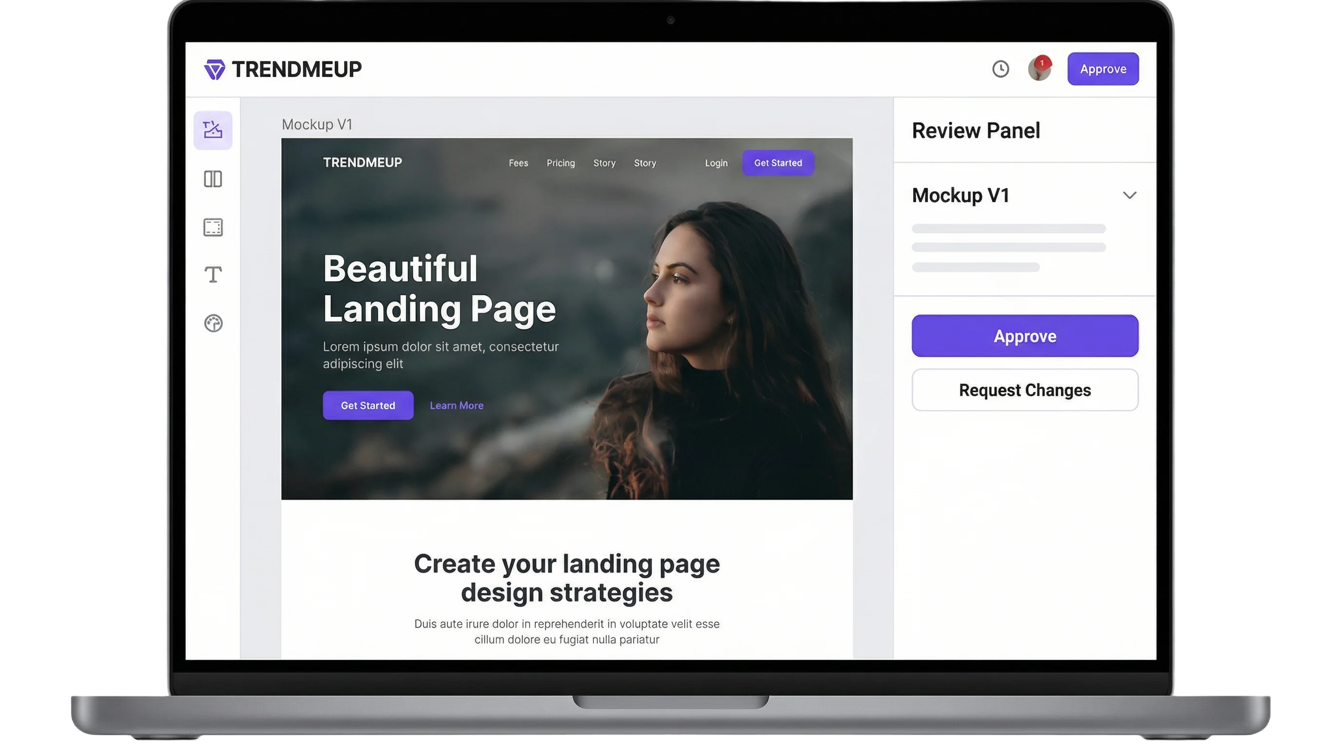 Laptop showing hero mockup preview